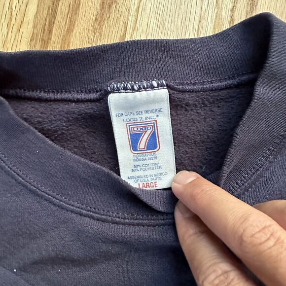 Men's Vintage 90's NFL Logo 7 Denver Broncos Super Bowl Crewneck Sweatshirt Sz L - Picture 3 of 4